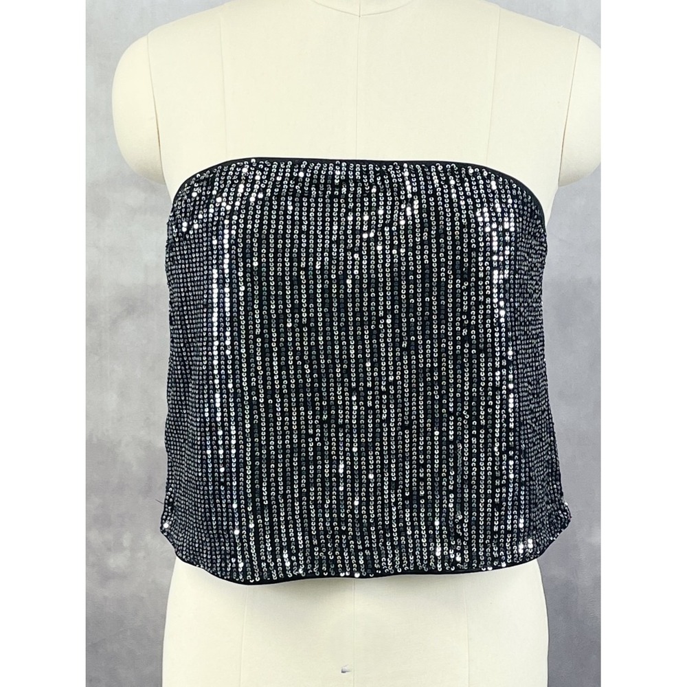 Sparkly Sequin Tube Top Women Large Stretch‎ Rave Party Glam Festival Disco Y2K